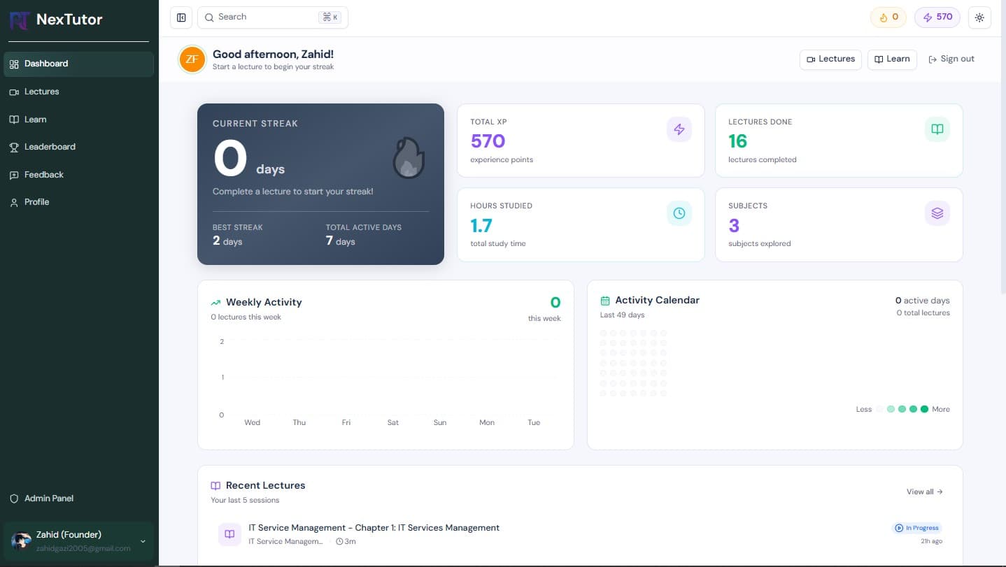 NexTutor screenshot